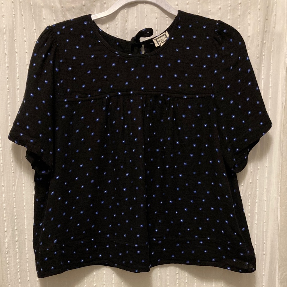 MoVint gathered gauzy cotton top